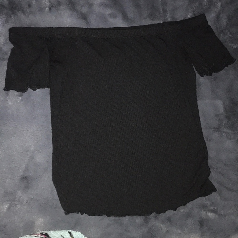 Black off the shoulder shirt